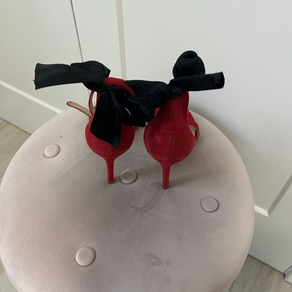 Federica Stela Red & Bow Leather Strappy Heels Size 39 - Picture 5 of 6
